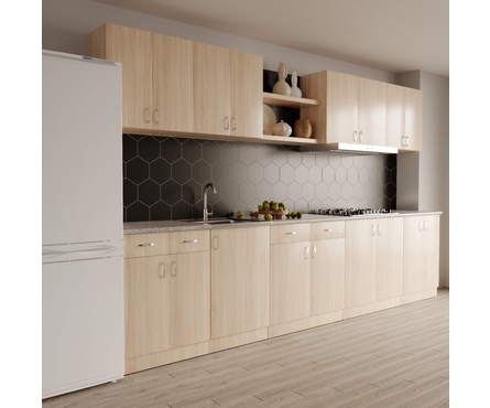 Стол-тумба кухонный распашные дверцы со столешницей 80 см ЛДСП венге светлый/дуб млечный (2 ящика) Фотография_2