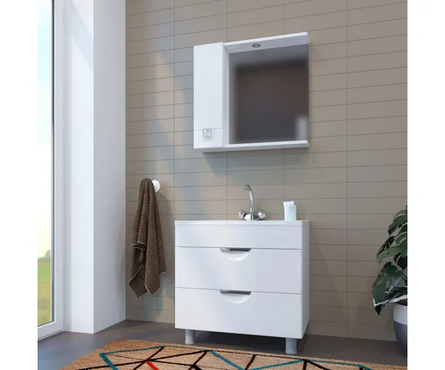 Шкаф навесной Квадро 75 левый с подсветкой (ПВХ) Фотография_2