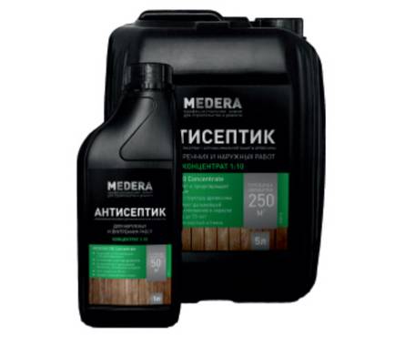 Антисептик-грунтовка MEDERA 100 для максимальной защиты древесины, концентрат 1 л Фотография_0