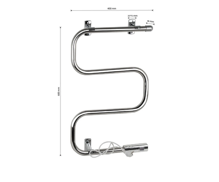 Полотенцесушитель электрический 40х60 см М-образный Хром 40 Вт BRIMIX Фотография_1