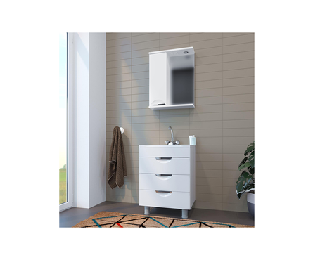 Тумба для ванной Mixline «Этьен 58», с умывальником «Andrea - 58», белая, литьевой мрамор Фотография_2