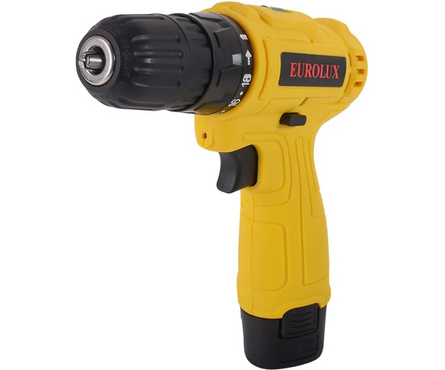 Дрель-шуруповерт 12 В 1 шт Li-ion акк. 1.5 Ач, 24 Нм, 0-600 об/мин, 1 скорость EUROLUX Фотография_0