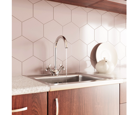 Смеситель для кухни двухвентельный MIXLINE высокий гусак хром Classic ML30-032 Фотография_3