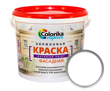 Краска фасадная COLORIKA AQUA акриловая, белая (3 кг) Фотография_0
