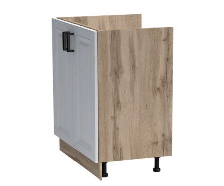 Стол-тумба кухонный распашные дверцы под мойку 80 см фасад МДФ Белый/дуб вотан Фотография_1