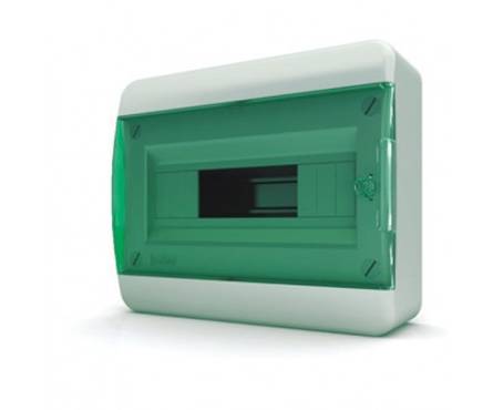 Бокс 12 модулей IP40 навесной пластик, прозрачная зелененая дверца Фотография_0