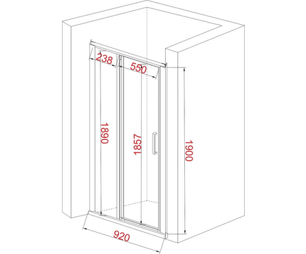 Душевая ширма 920х1900х6 мм стекло в дверной проем JY126 EvaGold Фотография_2