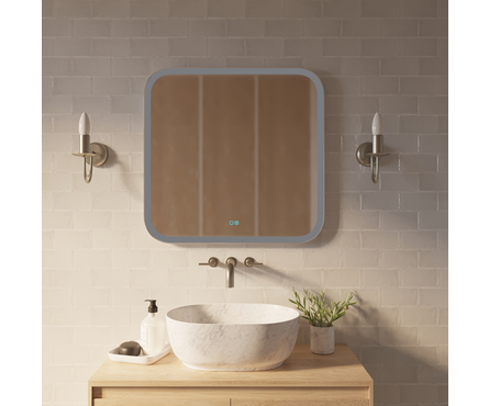 Зеркало 685х700 мм Стив сенсорный выключатель, светодиодная подсветка+подогрев MIXLINE Фотография_4