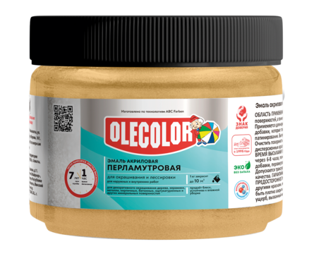 Эмаль акриловая OLECOLOR перламутровая золото 0.3 кг Фотография_1