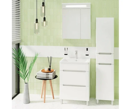 Тумба Парма-60 2-ящика с умывальником Оmega 60 белый Фотография_3