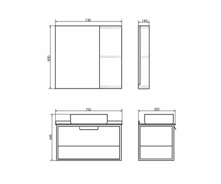 Шкаф навесной с зеркалом COMFORTY Кельн-75 дуб темный Фотография_9