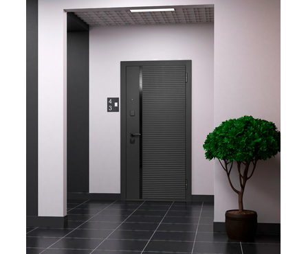 Дверь входная ФЕРРОНИ 9 см Черное Зеркало Эмалит Белый левая 960х2050 мм Фотография_1