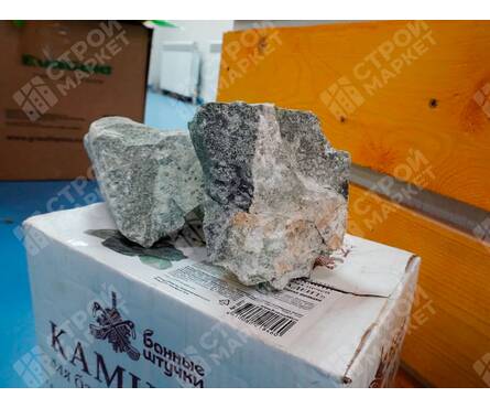 Камень для бани Серпентинит, колотый, ср. фракция (70-140 мм), в коробке 10 кг Банные штучки Фотография_1