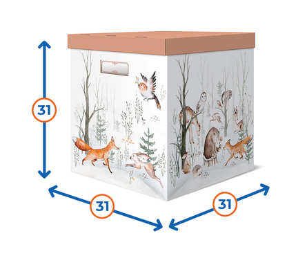 Коробка картонная для хранения 31х31х31 см с крышкой белая FOREST FRIENDS Фотография_1