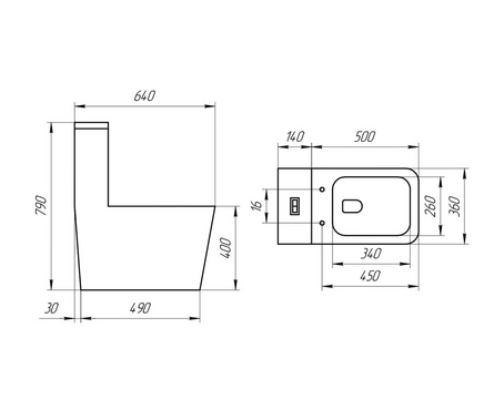 Унитаз-монолит Т1086 безободковый тонкое сиденье ДП (с гофрой и подводкой) EVA GOLD Фотография_6