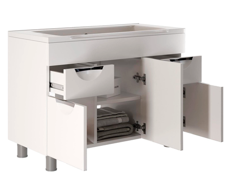 Тумба для ванной Этьен 100 белый с умывальником Нелли - 100 литьевой мрамор (ПВХ) Фотография_1