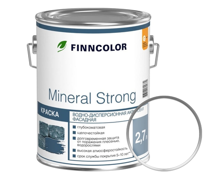 Краска фасадная FINNCOLOR Mineral strong база С, глубокоматовая, прозрачная (2.7 л) Фотография_0