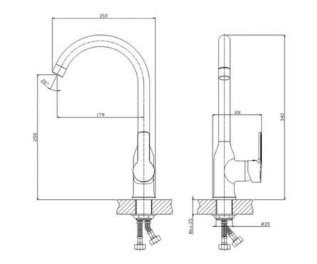 Смеситель для кухни однорычажный MIXXUS хром 018 COLUMBIA Фотография_1