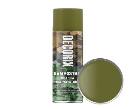 Краска DECORIX «КАМУФЛЯЖ», хаки, матовая, 520 мл Фотография_1