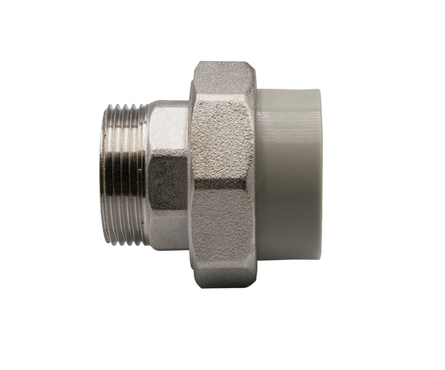 Муфта PPR комбинированная, разъемная, наружная резьба, 40х1 1/4, серая Фотография_1